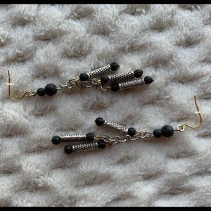 Long Drop Lava Rock Dangle Earrings